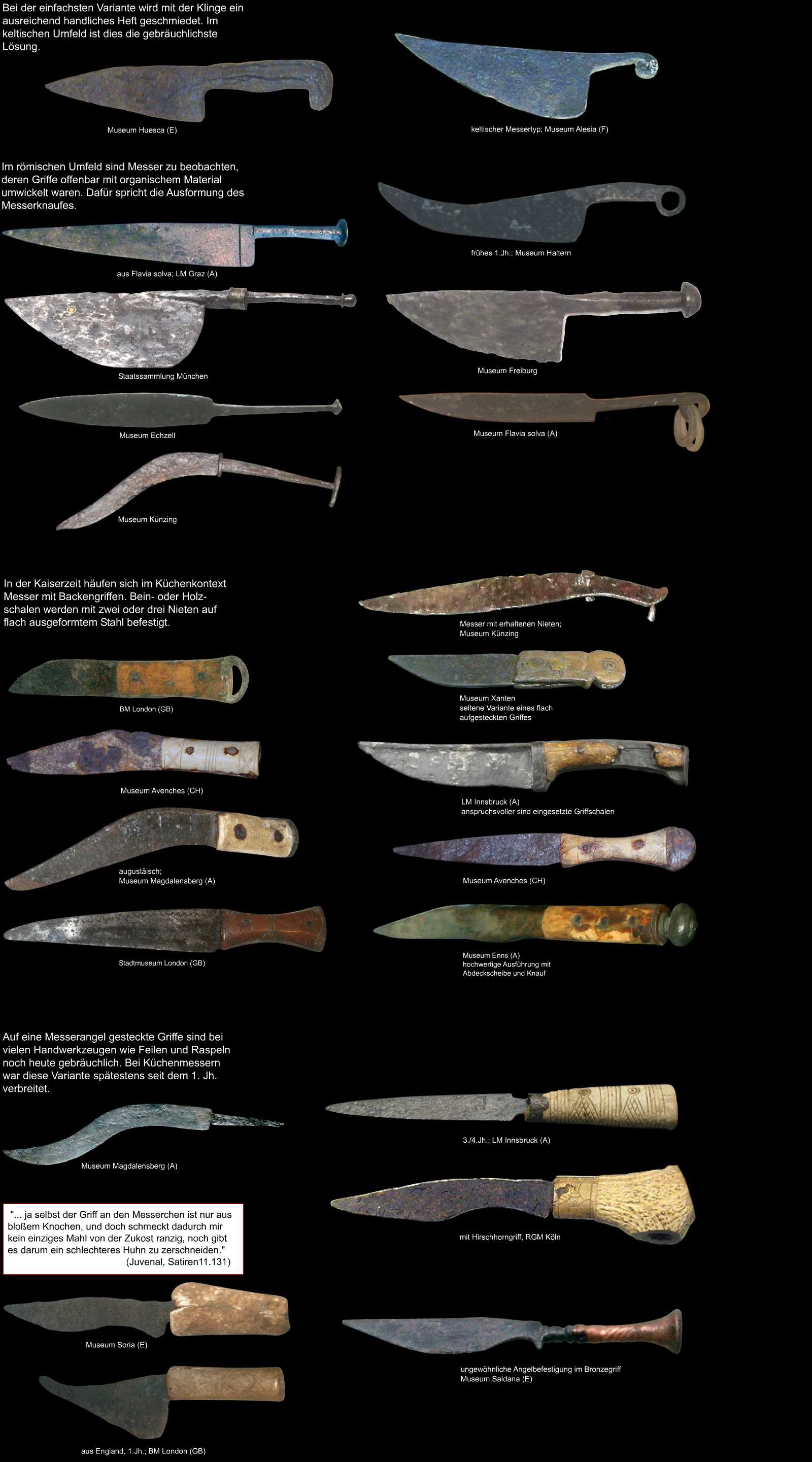 Grifflösungen römischer Messer