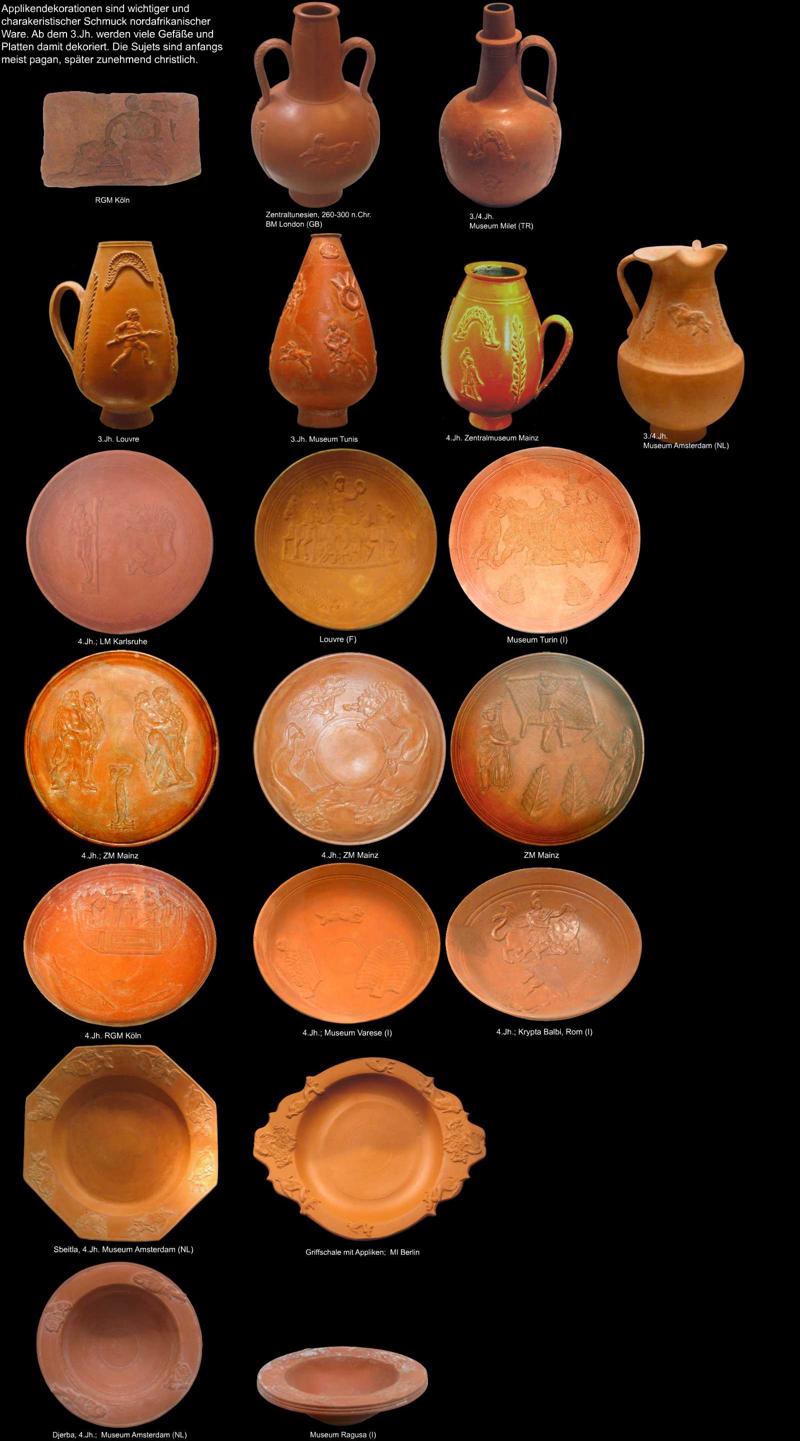 römische applikenverzierte Keramik aus Nordafrika