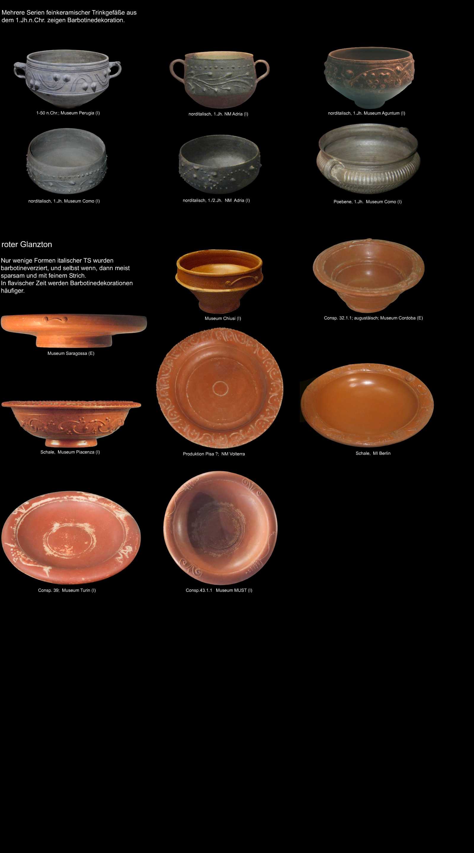 barbotinedekorierte Keramik aus Italien